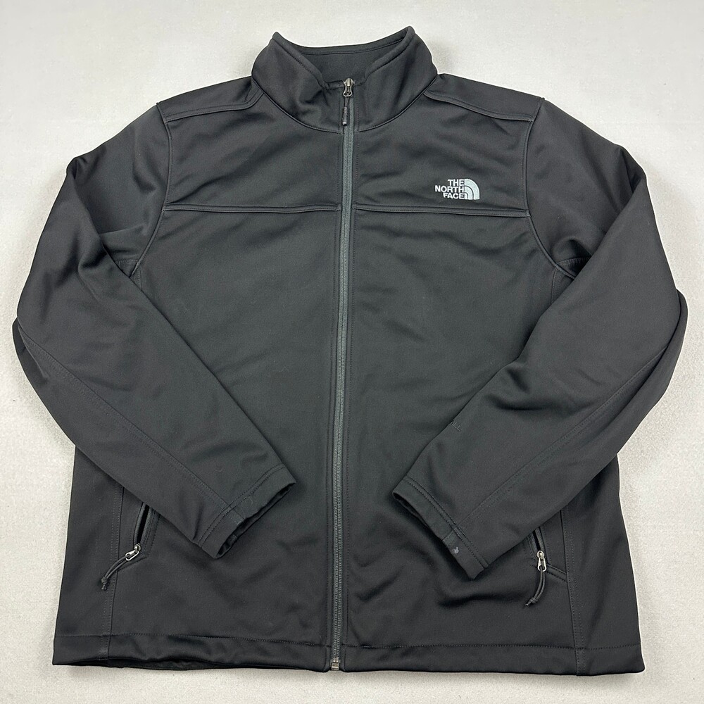 The North Face Jacket Men XL Black Full Zip Windwall Hiking Pockets Logo